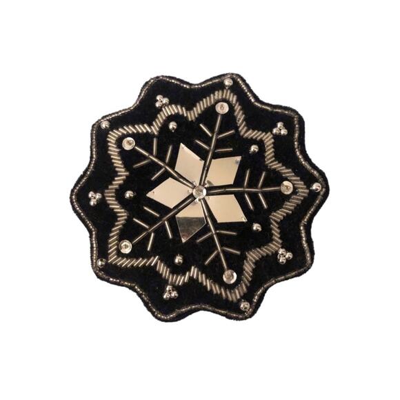 Navy Blue Velvet and Sequin Snowflake Box Gift Box - Picture 1 of 5